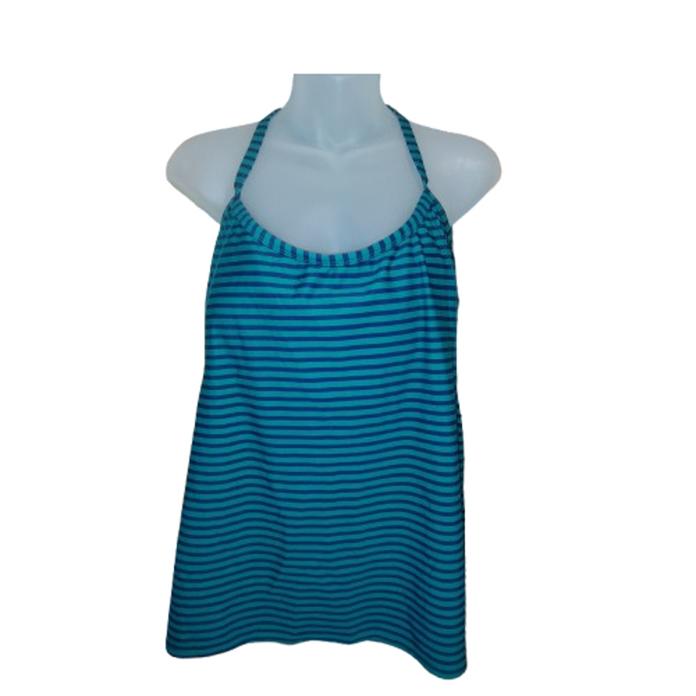 Xersion Women’s Blue Striped Sleeveless Halter Style Tankini Top Size 22W BG25